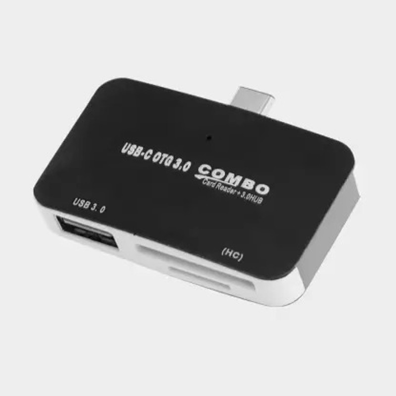 TECHGEAR USB 3.0 Converter and Micro USB Port with USB C Male Connector for Type C Card Reader(Black)