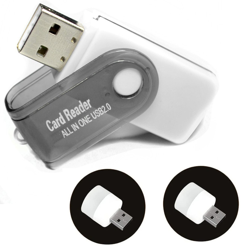 Red Champion USB 2.0All in One Memory Card Reader SD MMC RS-MMC Mini SD TF SDHC&USB Led Light Card Reader(Blue)