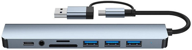 Good One USB C Docking Station with 3 USB Ports, TF/SD Slot & 3.5mm Audio – OTG Support Card Reader(Silver)