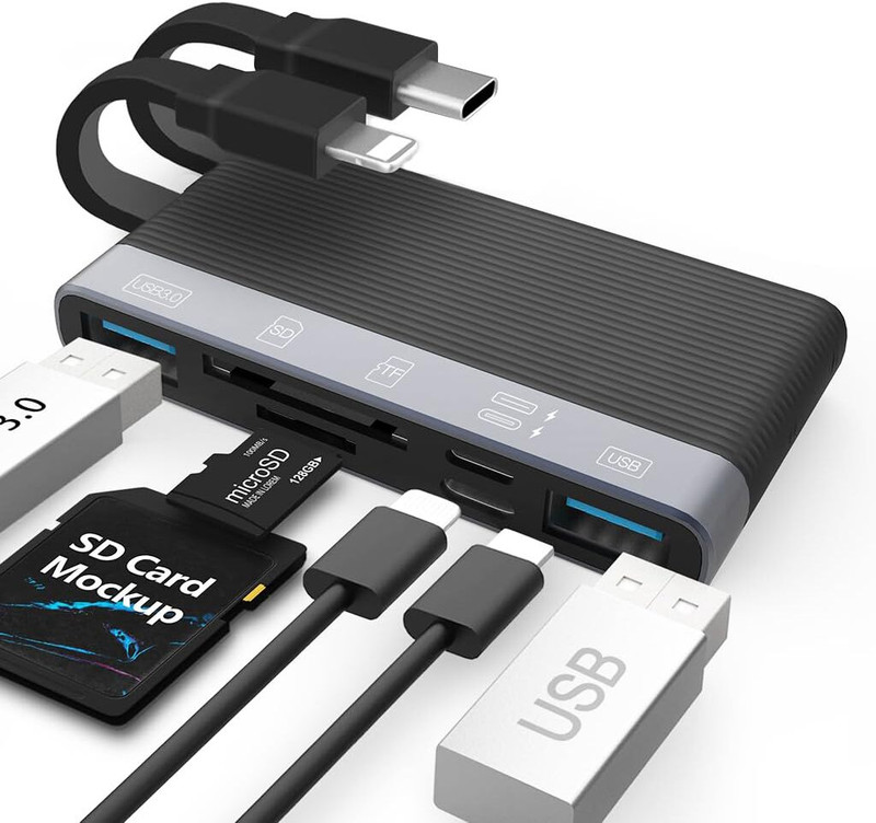 Zomei High Speed Dual Line USB 6 in 1 SD Micro High Speed Card Reader Dual Line USB Hub Docking Station(Black)