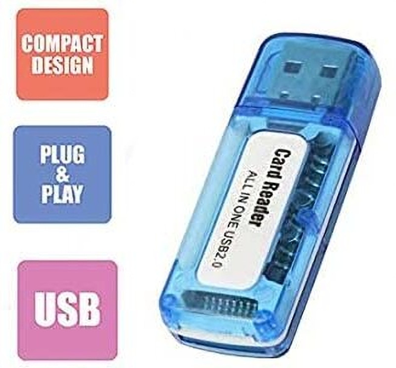 VED 4 in 1 USB 2.0 Card Reader Card Reader(Multicolor)