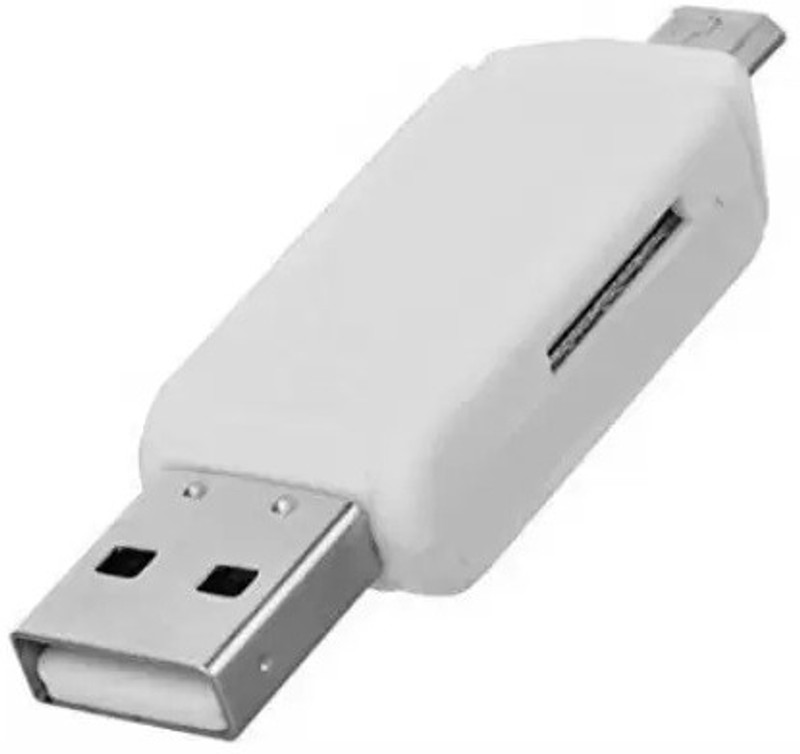 TECHGEAR USB 2.0 Micro USB TF SD Adapter USB Adapter Card Reader(White)