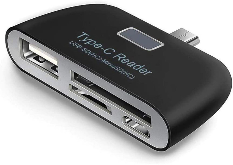 SwapME Type C Card Reader Multi in 1 USB 3.1 Type C Memory Card Reader USB/ SD/TF/Micro Card Reader(Black)