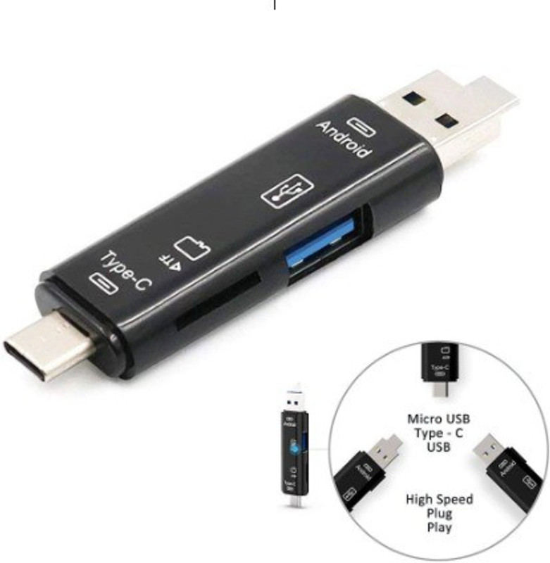 TECHGEAR USB Type C SD Card Reader,USB 2.0 SD Card Reader OTG Adapter for , Micro SD Card Reader(Black)