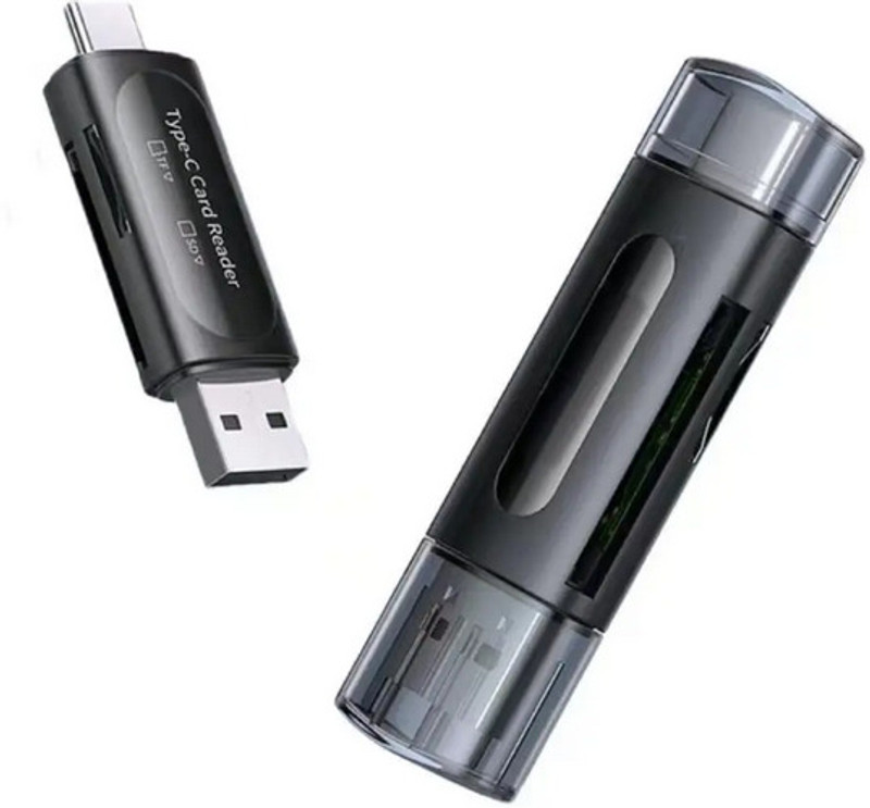 HRYFiNE OG 2in1 SD Card Reader USB Type C, USB 3.0 and Micro USB OTG Memory Card Adapter Card Reader(Black)