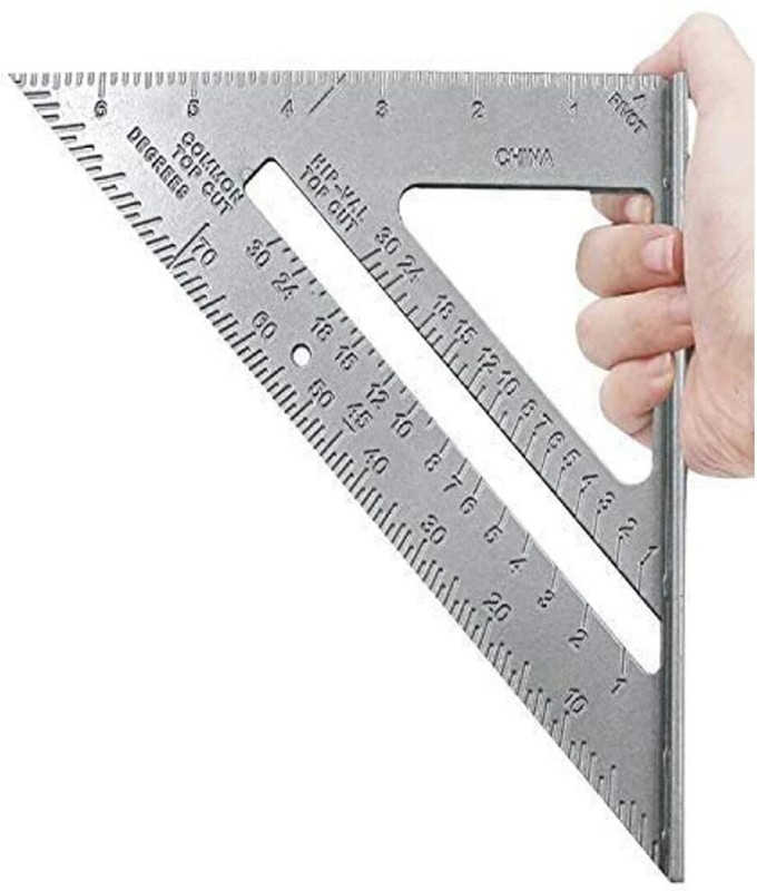 AADHYA HOMIES Double Side Scale Aluminium Alloy Metric Inch Triangle Measurement Hand Tool A33 Tri-Square(Pack of 1)