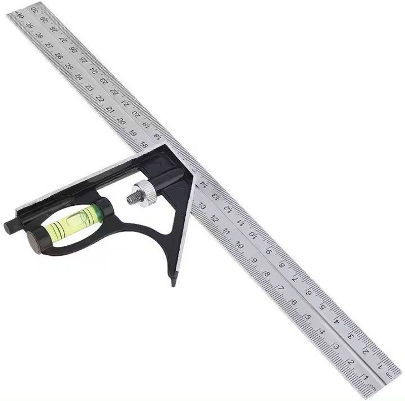 Inditrust 12inch Combination Square Adjustable Stainless Steel Multifunctional Try Square Combination Square(Pack of 1)