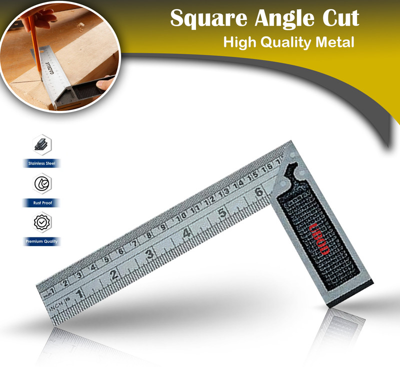 Wolzook Tri Square Tool 90 Degrees Right Angle Ruler 6 Inch W Tri-Square(Pack of 1)