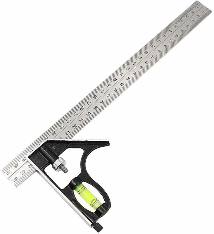 AASONS Stainless Steel 300mm Adjustable Engineers Rule Right Angle Ruler Tool Combination Square(Pack of 1)