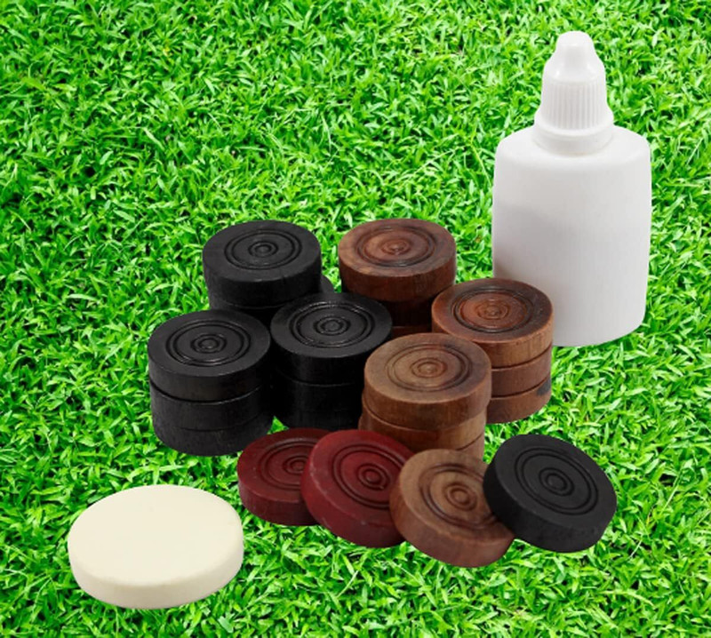 CreativeCorner NEW Wooden Carrom Board Coins Striker & Powder - 24 Pieces for 6 months and up Carrom Pawns(Pack of 24)