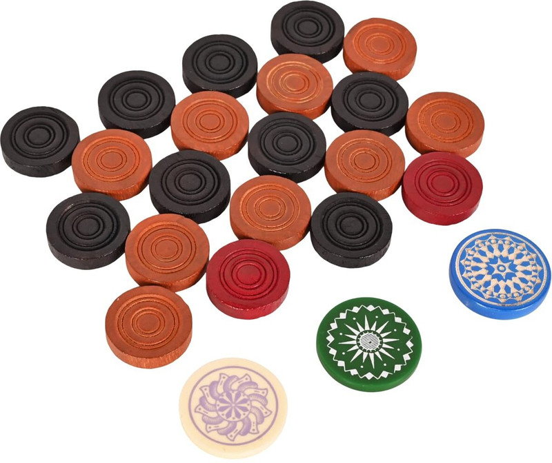 MOVEX Morex Carrom Coins Set | 24 Wooden Coins & 3 Strikers for Kids & Adults Play Carrom Pawns(Pack of 24)