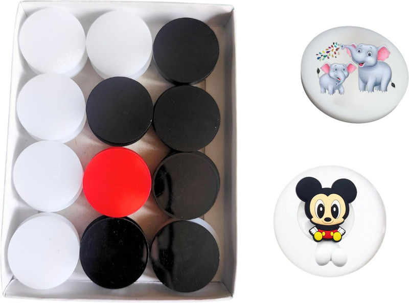 REINDEER Sports Carrom Board Coin Pawns and 2 Fun Magic Cartoon Strikers Carrom Pawns(Pack of 24)
