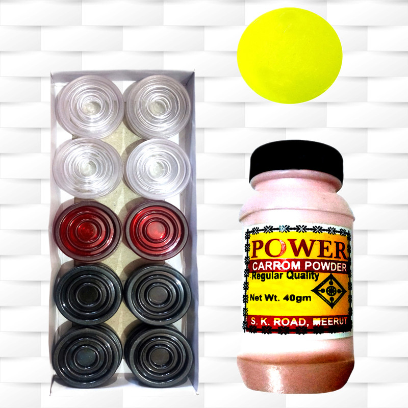 HACKERX NIMBOLIYA CRYSTAL carrom coins set with striker and powder Carrom Pawns(Pack of 24)