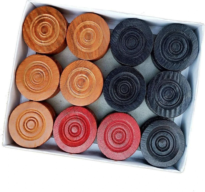 CRAFTFLYY Carrom Coins Wood Set of 24 Coins with 1 Premium Assorted Striker Carrom Pawns(Pack of 24)