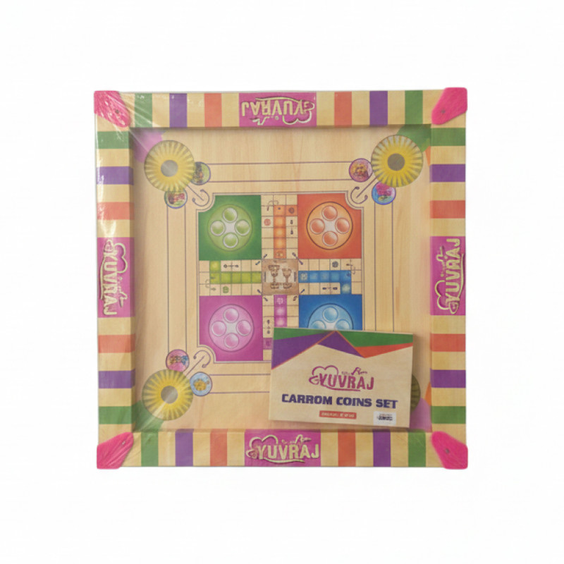 Dwarkathis Creation 2-in-1 Wooden Carrom Board with Ludo & Snakes and Ladders 14 inch Carrom Pawns(Pack of 1)