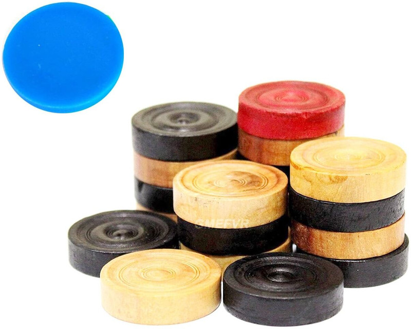 Kumud Wooden Carrom Coins with Striker Carrom Pawns(Pack of 25)