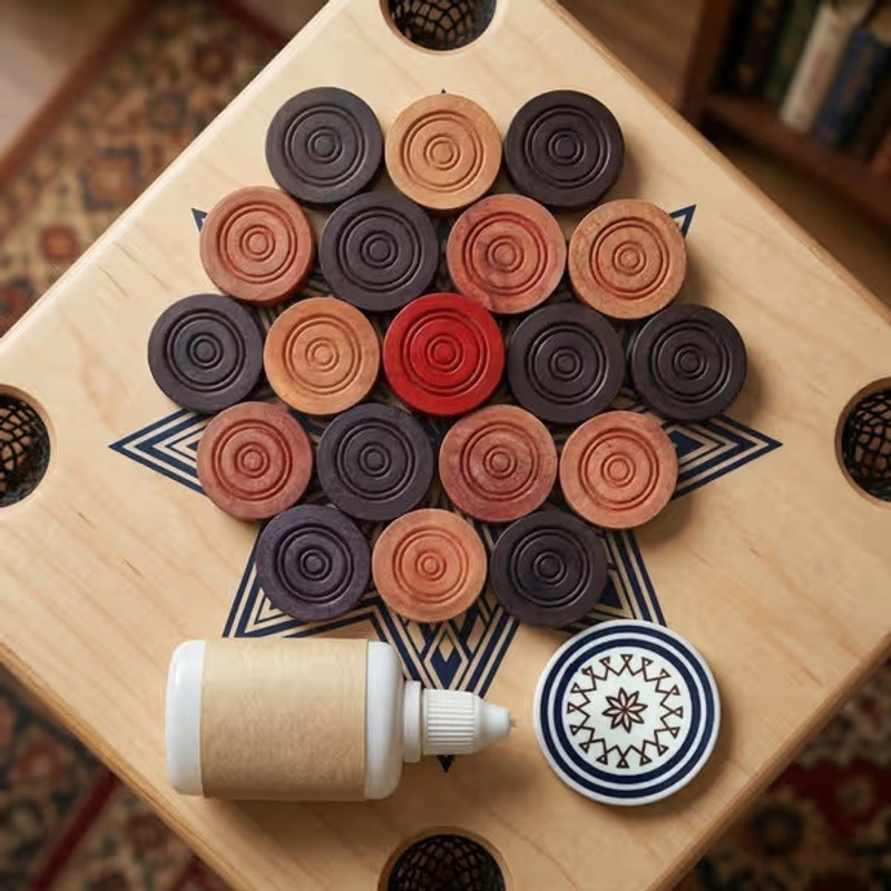 Piksy high quality 20 wooden coins for carrom board with striker and powder Carrom Pawns(Pack of 20)