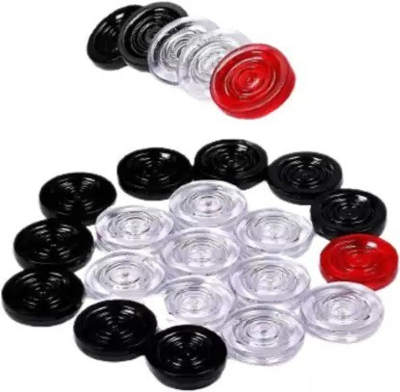 VPHUB Fine quality crystal coins set of 20, with 1 striker, Board Game Carrom Pawns(Pack of 21)