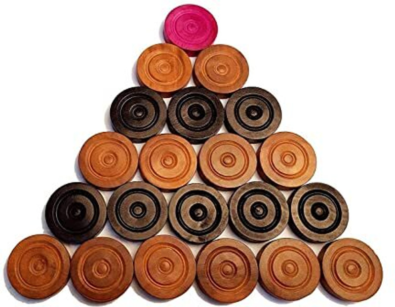 caroomgoti HUB 24 Carrom ( goti ) Coins with 1 Striker and 5 gm. Powder- Carrom Board Game Carrom Pawns(Pack of 24)