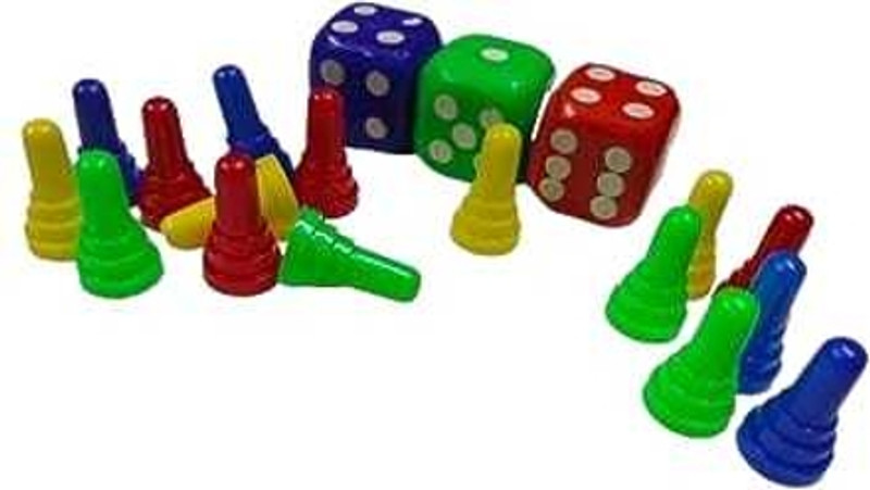 Hyper Ludo Dice and Token (Pack of 2) - Multicolor Board Game Accessories Carrom Pawns(Pack of 16)