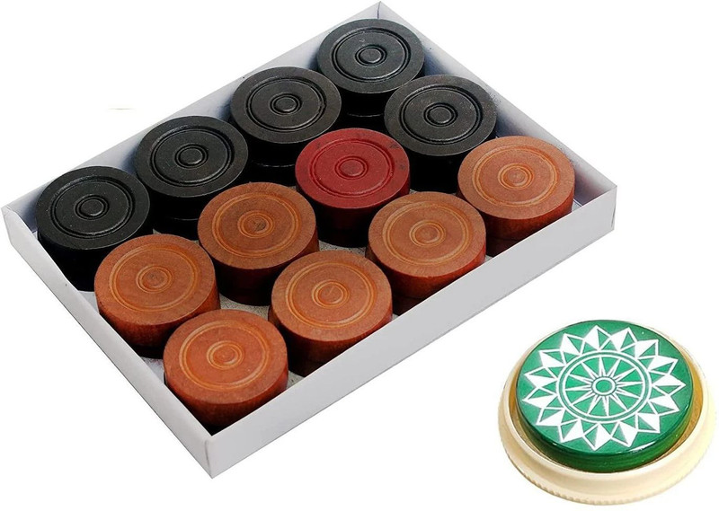 REINDEER Wooden Brown & Black Extended Wood Carrom Pawns(Pack of 24)