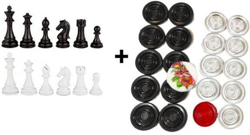 KBBK Transparent CRYSTAL Carrom Coin Set with Chess Coins – 2.5 Inch Combo Pack Carrom Pawns(Pack of 19)