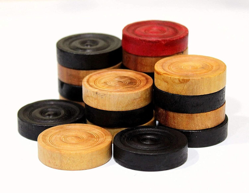 PlayZdict Carrom Ccoins With Sticker and owder Carrom Pawns(Pack of 24)