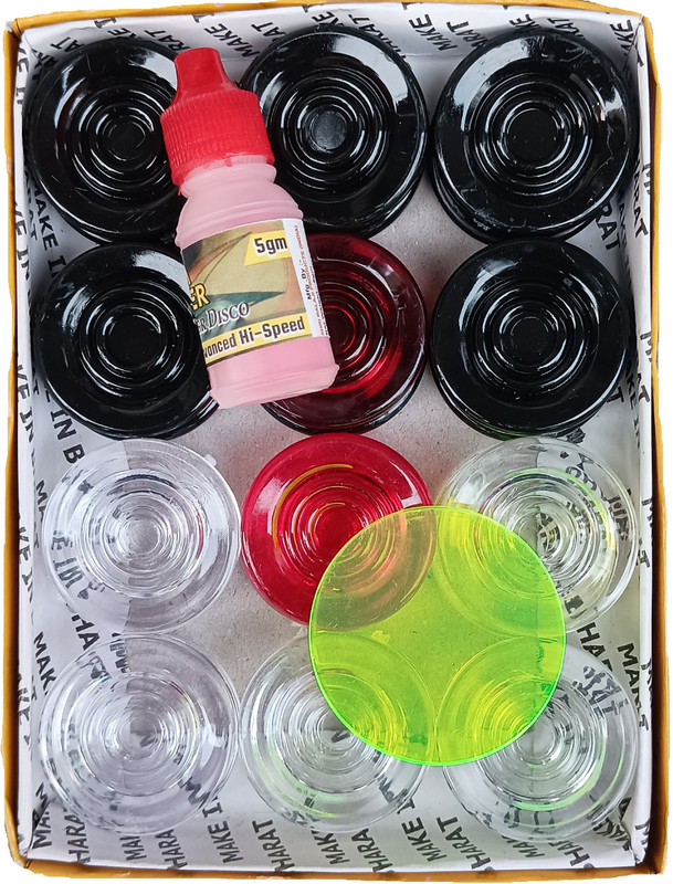 RPS sports 24 Transparent Carrom Coins, Carrom Pawan, Carrom Striker, Carrom powder Carrom Pawns(Pack of 24)