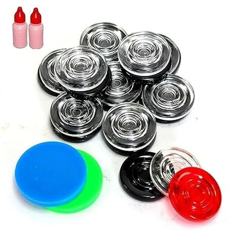 JANMESH ENTERPRISES Carrom Board Coins in Box - 20 Pcs with 2 Strikers &2 Bottle Disco Powder Carrom Pawns(Pack of 20)