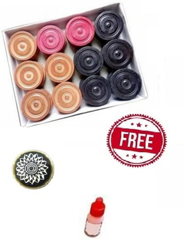 CreativeCorner NEW WOODEN CARROM COINS SET & STRIKER OR POWDER CARROM PAWN Carrom Pawns(Pack of 25)