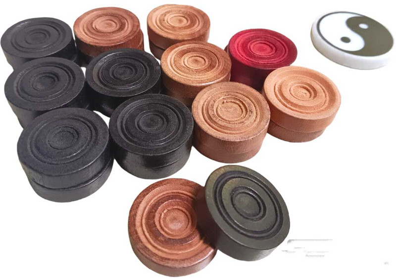 PERICO WOODEN CARROM GOTI (11 BLACK,11 BROWN,2RED) WITH STRIKER Carrom Pawns(Pack of 24)