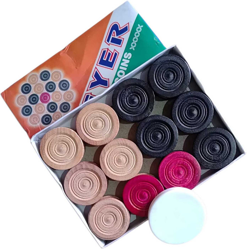 SAMSIF PRIMUM QUALITY WOODEN COINS Carrom Pawns(Pack of 24)