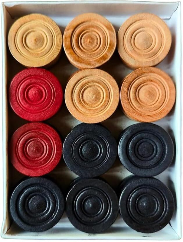 SATVANG Wooden Carrom Coins for Carrom Board, Multicolour Carrom Pawns(Pack of 24)
