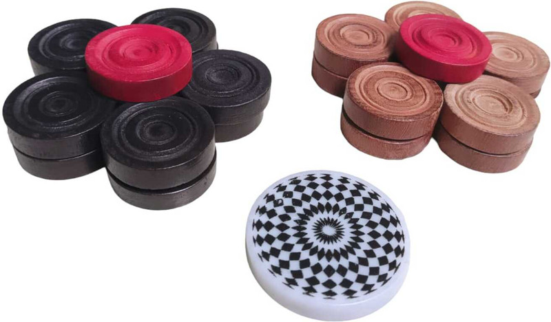 PERICO WOODEN CARROM GOTI (11 BLACK,11 BROWN,2 RED) WITH STRIKER Carrom Pawns(Pack of 24)