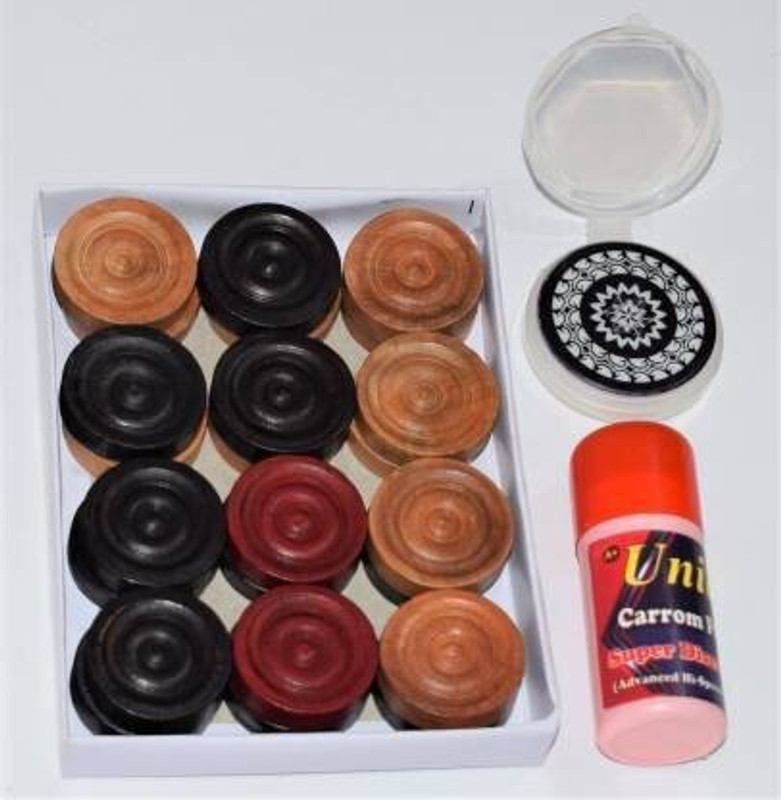 BR DAIMOND Wooden carrom coins set with striker and powder Carrom Pawns Carrom Pawns(Pack of 19)