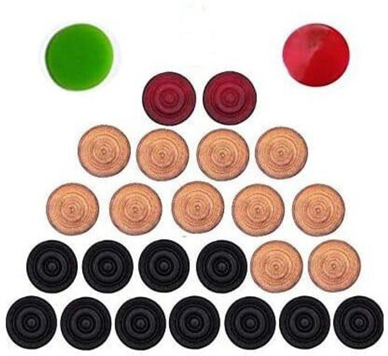 HK Sheesham Wood Champion Carrom Coin with Striker - Set of 24 Carrom Pawns(Pack of 24)