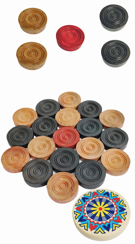 90 Degree Professional Carrom Board Coins Goti Set Wooden with Striker Carrom Pawns(Pack of 24)