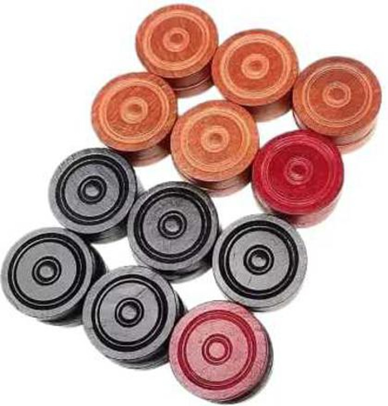 HHS SPORTS Premium 24 wooden carrom coins with 1 striker Carrom Pawns(Pack of 24)