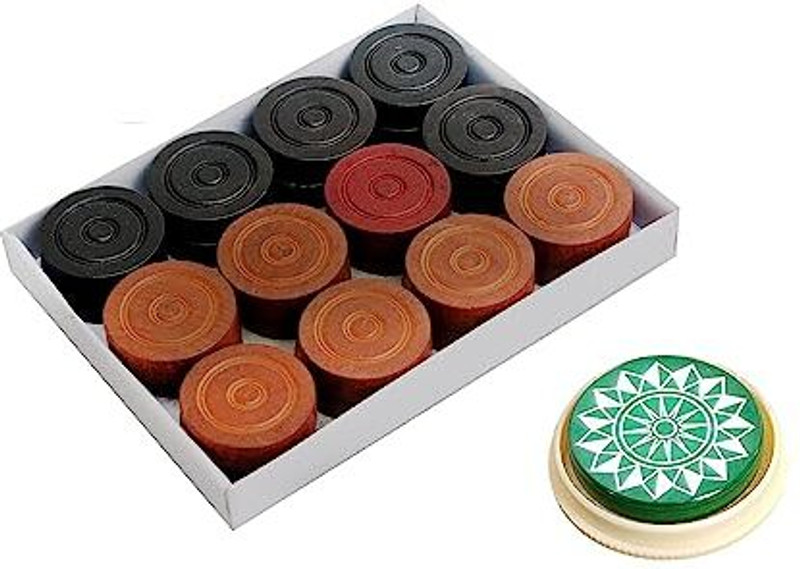 Roxan Wooden Brown & Black Extended Wood Set of 24 Carrom Board Coins Carrom Pawns(Pack of 1)