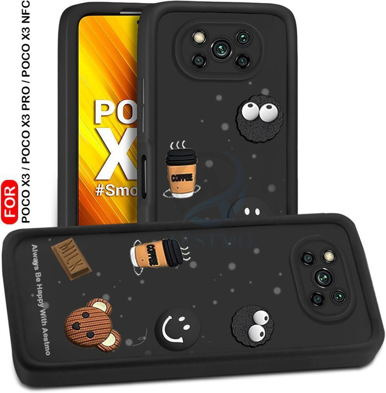 AESTMO Back Cover for Poco X3, Poco X3Pro, Poco X3 NFC(Black, Dual Protection, Silicon, Pack of: 1)