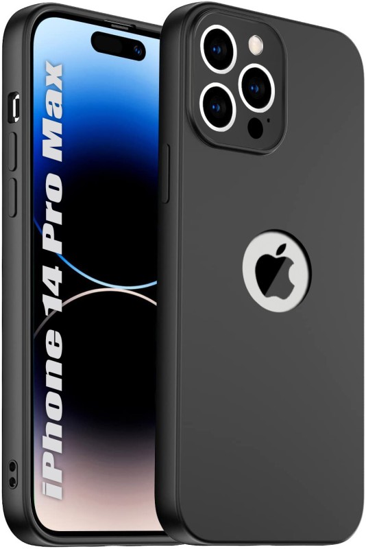SQUIF Back Cover for Apple iPhone 14 Pro Max with Precise Camera Cuts and Apple Logo Cut(Black, Camera Bump Protector, Silicon, Pack of: 1)