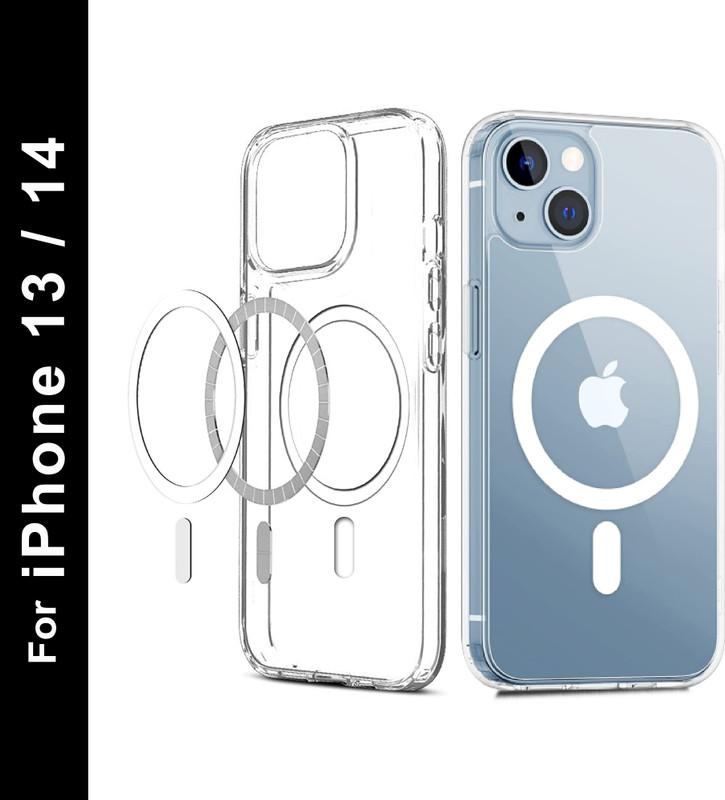 CEDO XPRO Back Cover for Apple iPhone 13 Wireless Charging, with Designed Magnetic Lock(Transparent, Plastic, Pack of: 1)