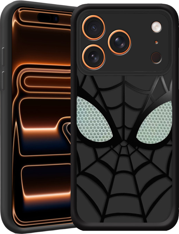 CASORA Back Cover for Spiderman Face Mask Design Soft Cover Shockproof Scratch Resistant Iphone17Pro(Black, 3D Case, Silicon, Pack of: 1)