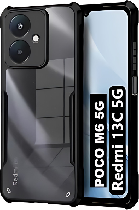 Sciforce Pouch for Mi Redmi 13C 5G, Poco M6 5G, back cover(Black, Transparent, Rubber, Plastic, Pack of: 1)
