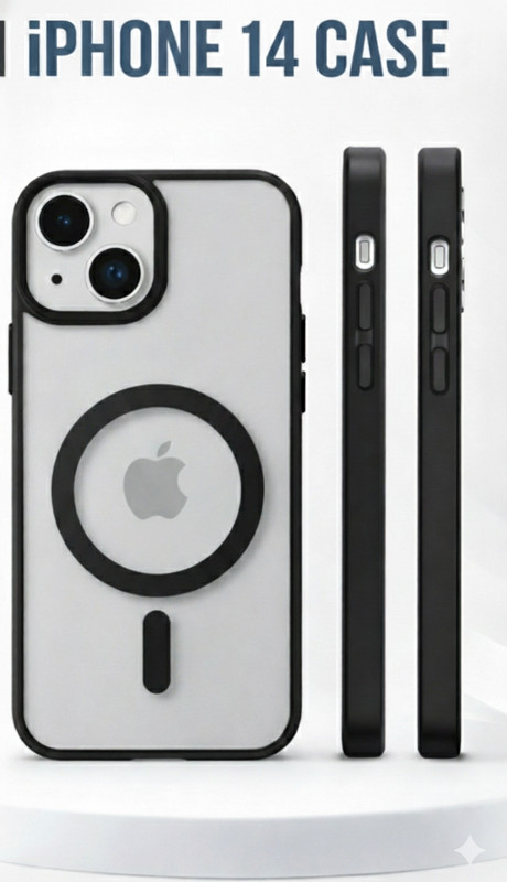 RISING BYTE Back Cover for Iphone 14(Black, Magsafe, Silicon, Pack of: 1)