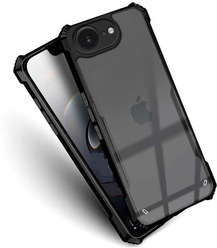 Mobile Back Cover Pouch for iPhone 17e / iPhone 16e(Black, Transparent, Grip Case, Polycarbonate)