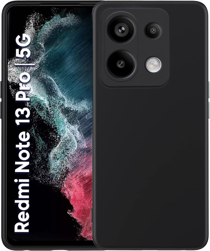 Mobile Case Cover Pouch for Redmi Note 13 Pro 5G(Black, Shock Proof, Rubber, Silicon, Pack of: 1)
