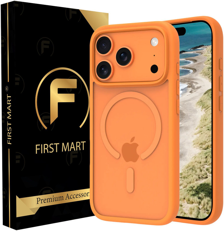 FIRST MART Back Cover for iPhone 17 Pro, Apple 17 Pro, Orange Magsafe Cover(Orange, Magsafe, Thermoplastic Polyurethane, Silicon, Pack of: 1)