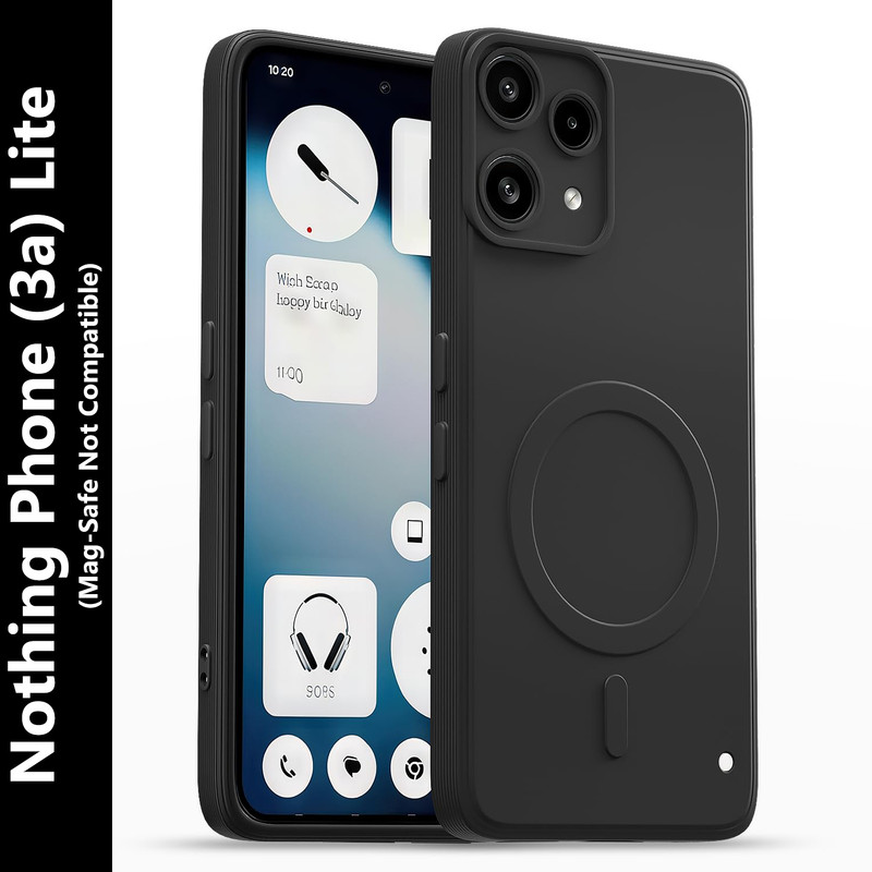 AIZLO Back Cover for Nothing Phone (3a) Lite Mag-Safe Logo (Not Mag-Safe Compatible)(Black, Microfiber Lining, Silicon, Pack of: 1)