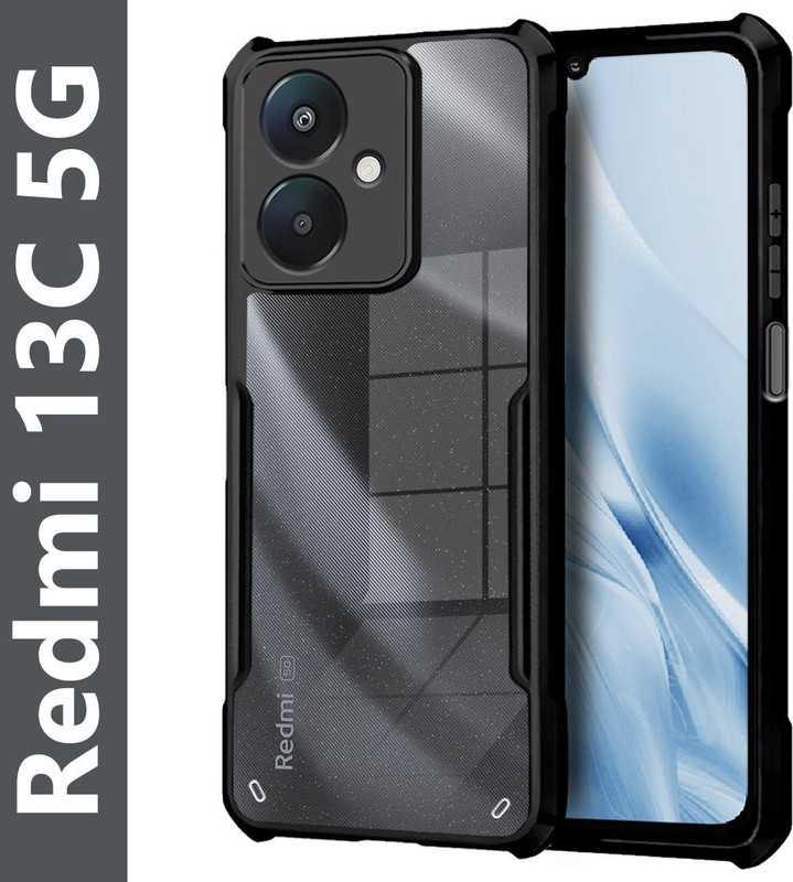 Farncy Back Cover for Redmi 13C 5G(Transparent, Black, Shock Proof, Plastic, Pack of: 1)